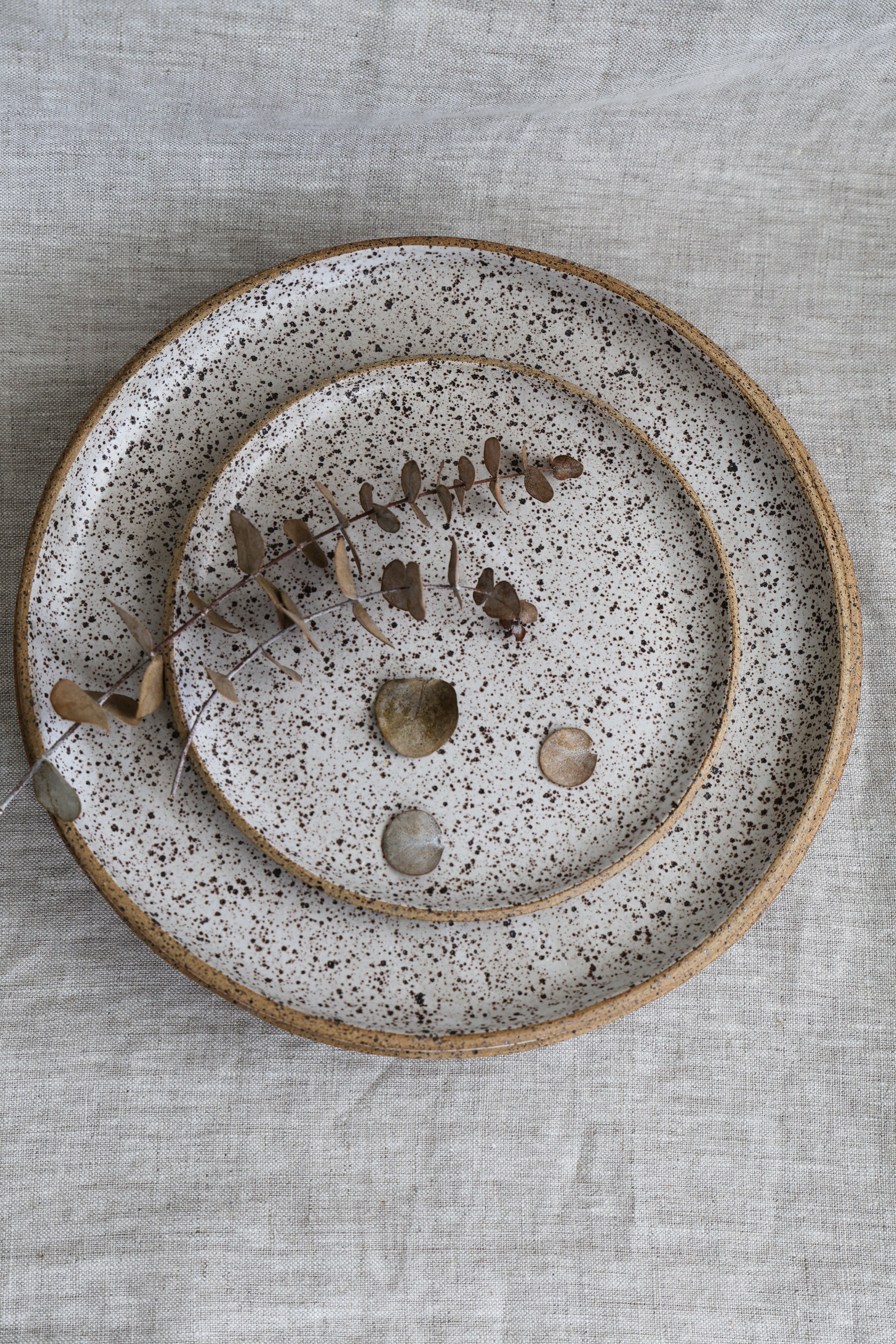 Handmade Speckled Matte White Plates