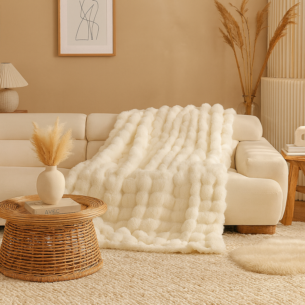 Ivory Lola Dupe Throw Blanket – 50x60
