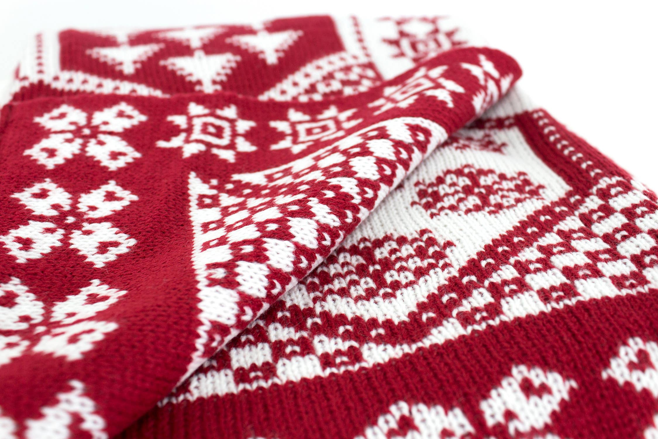 Knitted Red-White Festive Christmas Throw Blanket 50x60