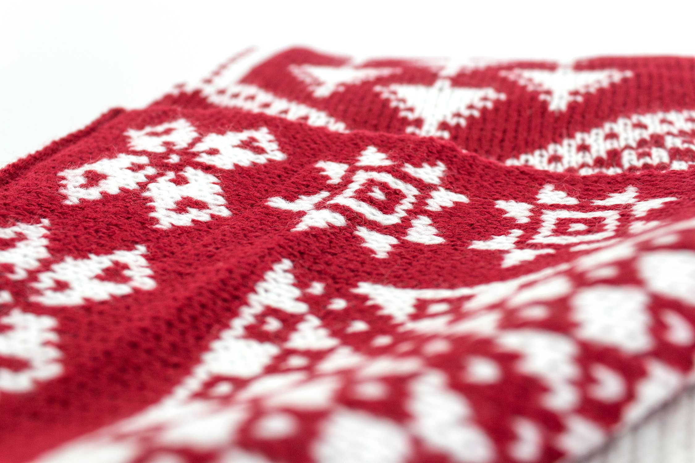 Knitted Red-White Festive Christmas Throw Blanket 50x60