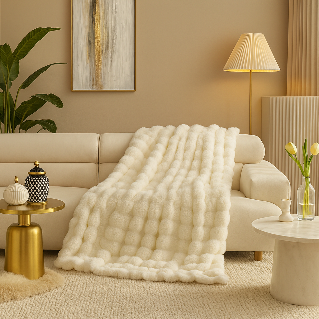 Ivory Bubble Throw Blanket – 50x60