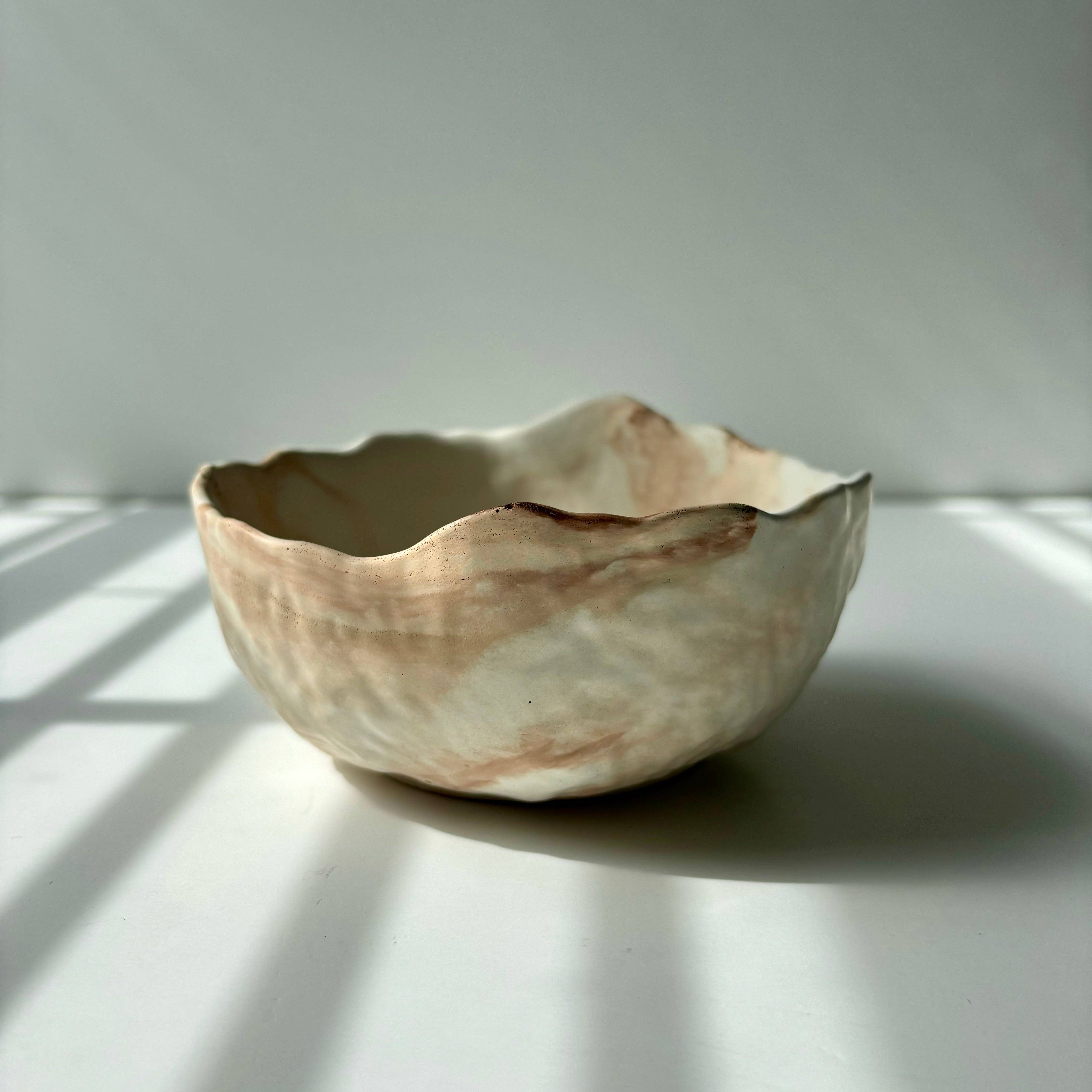 Peach Marble Handmade Textured Bowl