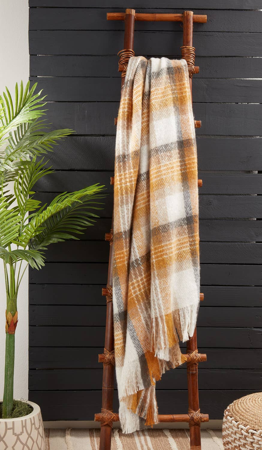 Faux Mohair Check Throw Blanket - 50x60
