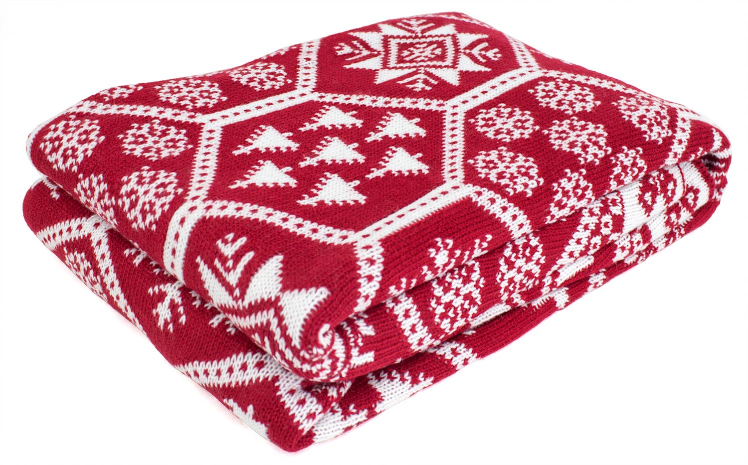 Knitted Red-White Festive Christmas Throw Blanket 50x60