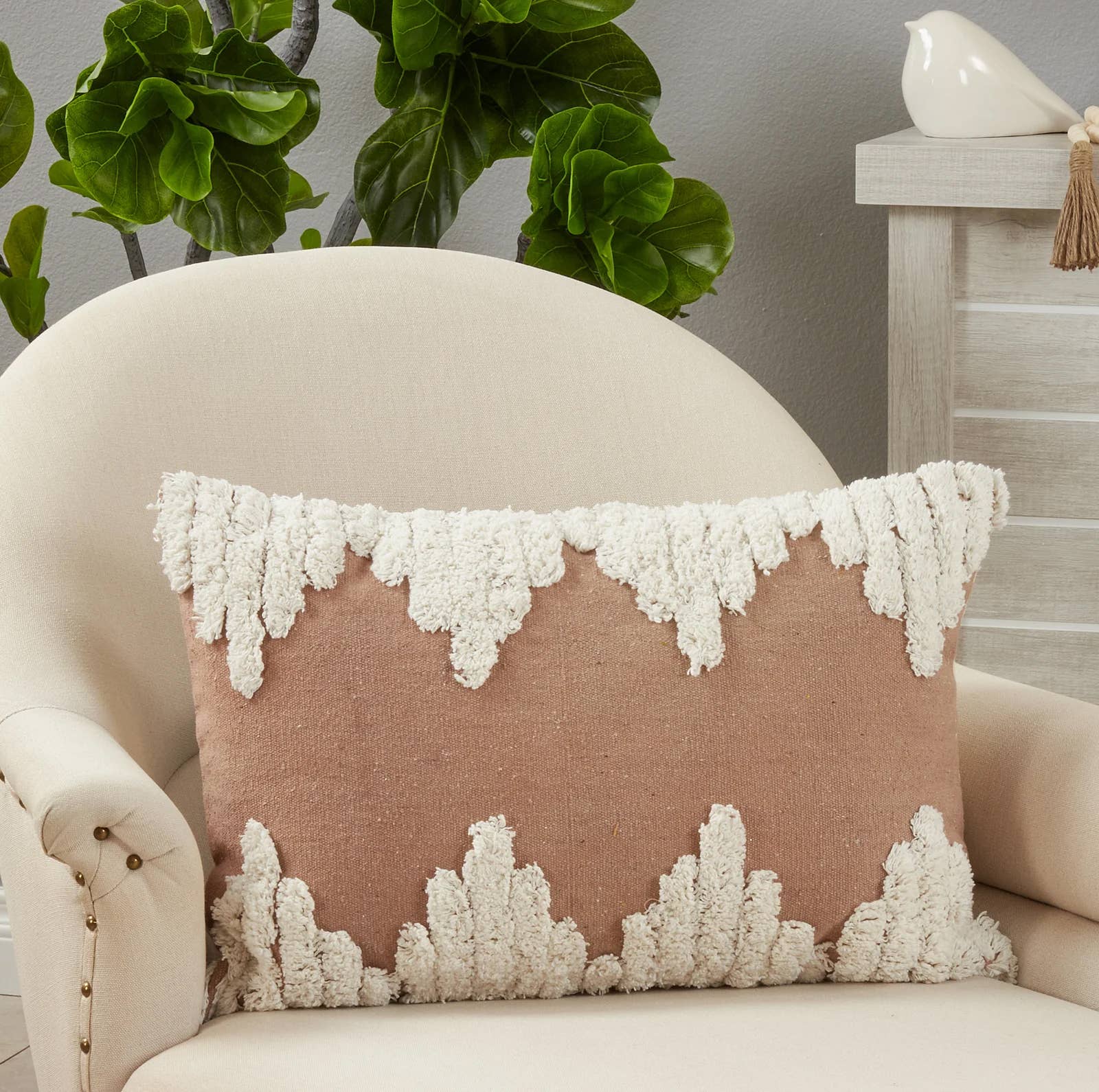 Tufted Cotton Modern Throw Pillow 13x20
