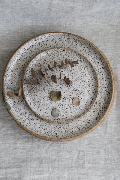 Handmade Speckled Matte White Plates