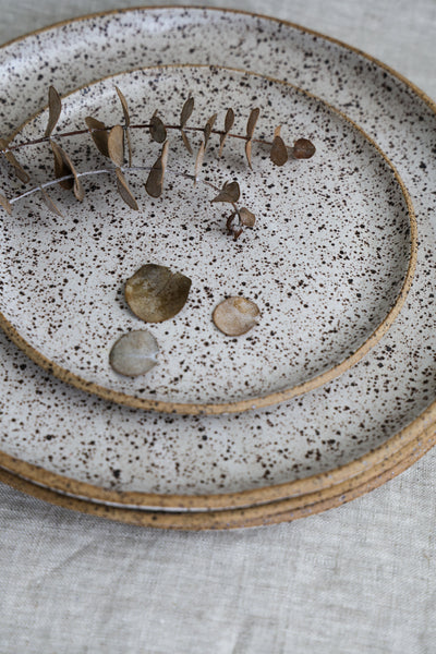 Handmade Speckled Matte White Plates