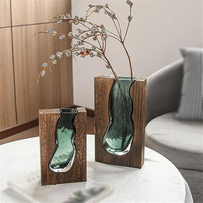 Crystal and Wood Live Edge Vase