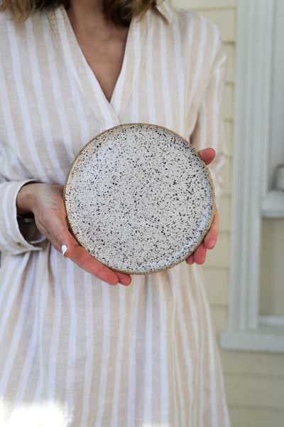 Handmade Speckled Matte White Plates