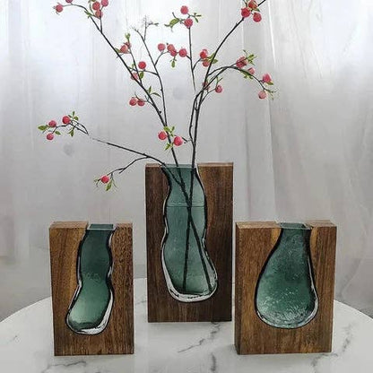 Crystal and Wood Live Edge Vase