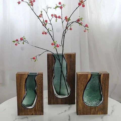 Crystal and Wood Live Edge Vase