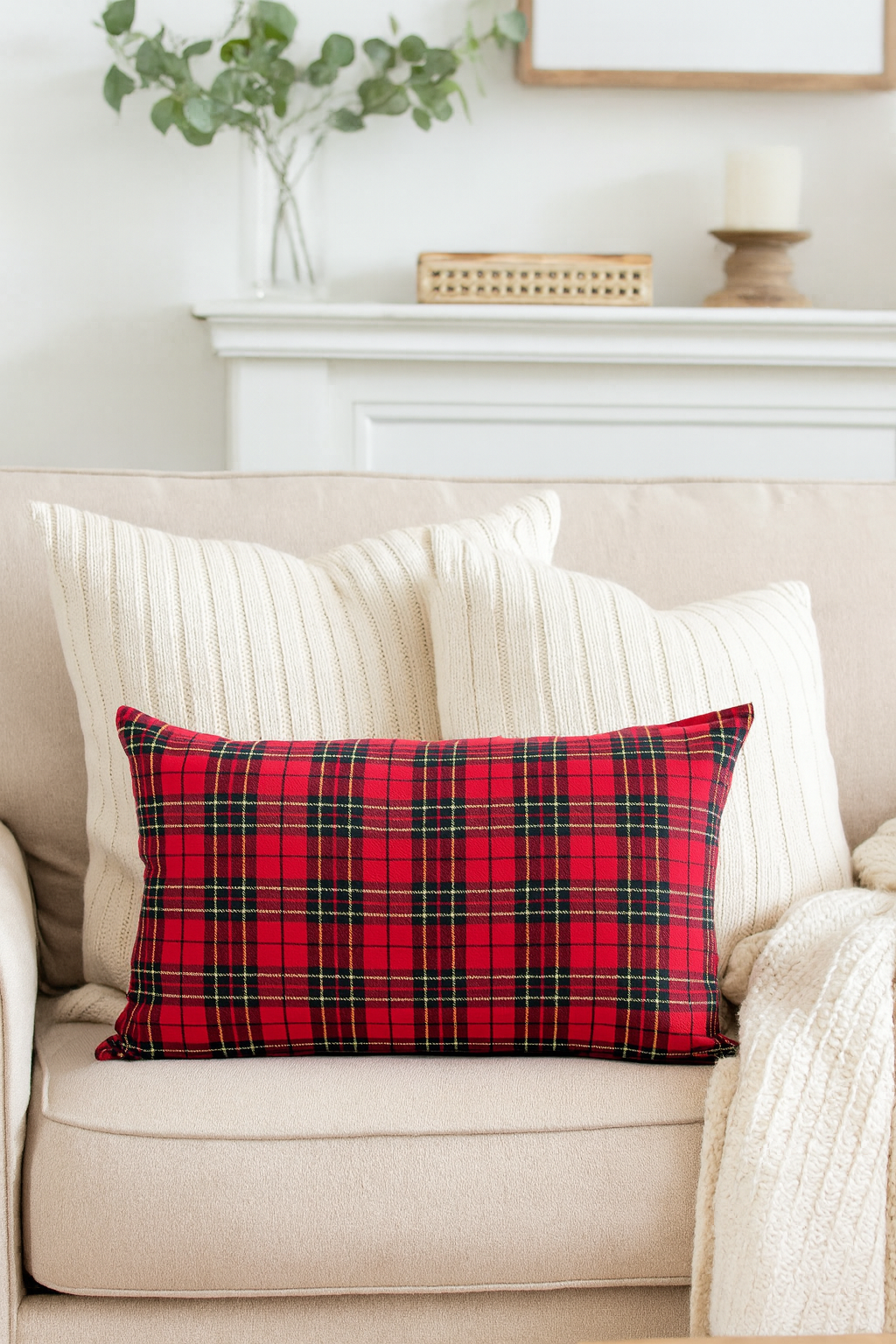 Classic Tartan Plaid Lumbar Decorative Throw Pillow - 12x20