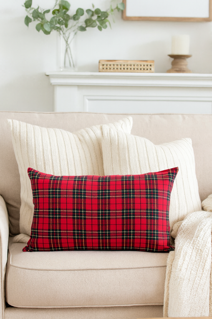 Classic Tartan Plaid Lumbar Decorative Throw Pillow - 12x20