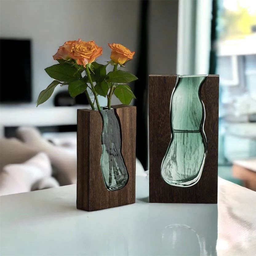 Crystal and Wood Live Edge Vase