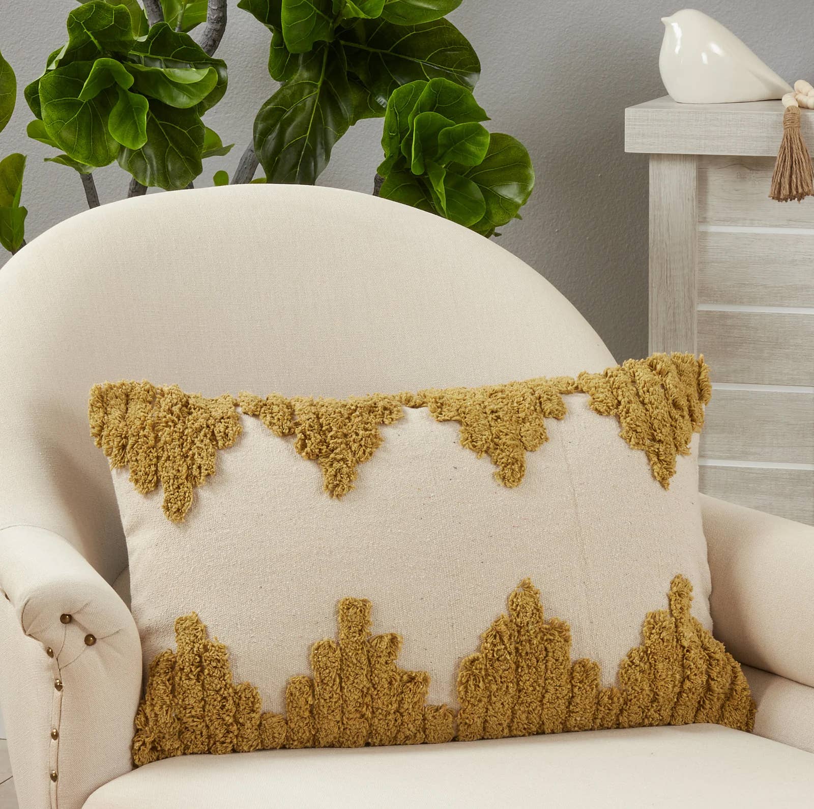 Tufted Modern Cotton Throw Pillow 13x20