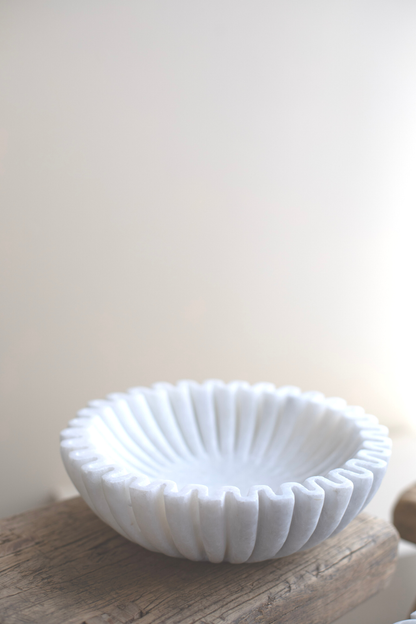 Marble Fluted Scalloped Bowls