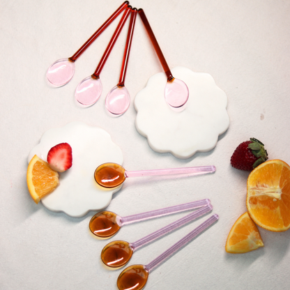 Glass Spoons - Pink- Amber