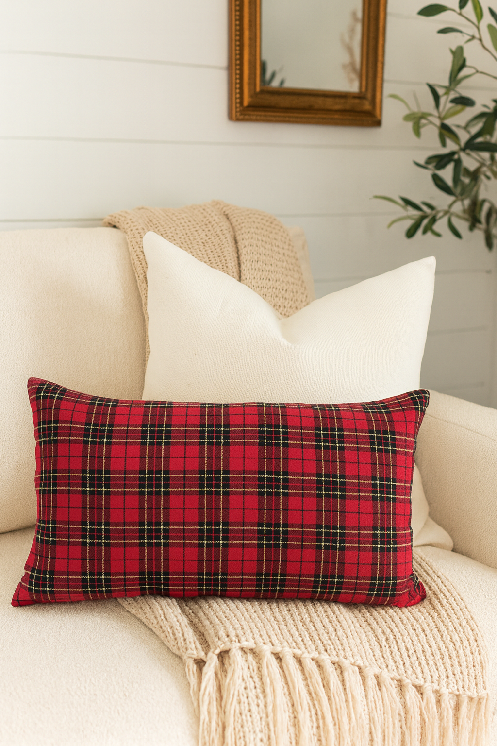 Classic Tartan Plaid Lumbar Decorative Throw Pillow - 12x20
