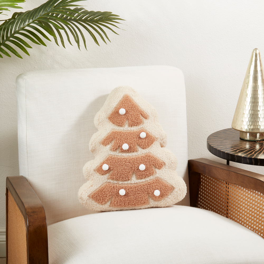 Natural Ivory Christmas Tree Throw Pillow 13x15