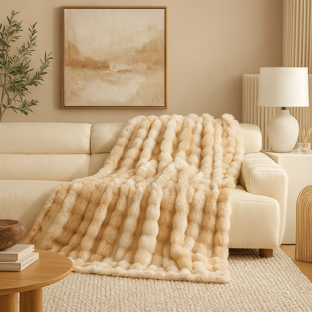 Beige Lola Dupe Throw Blanket – 50x60
