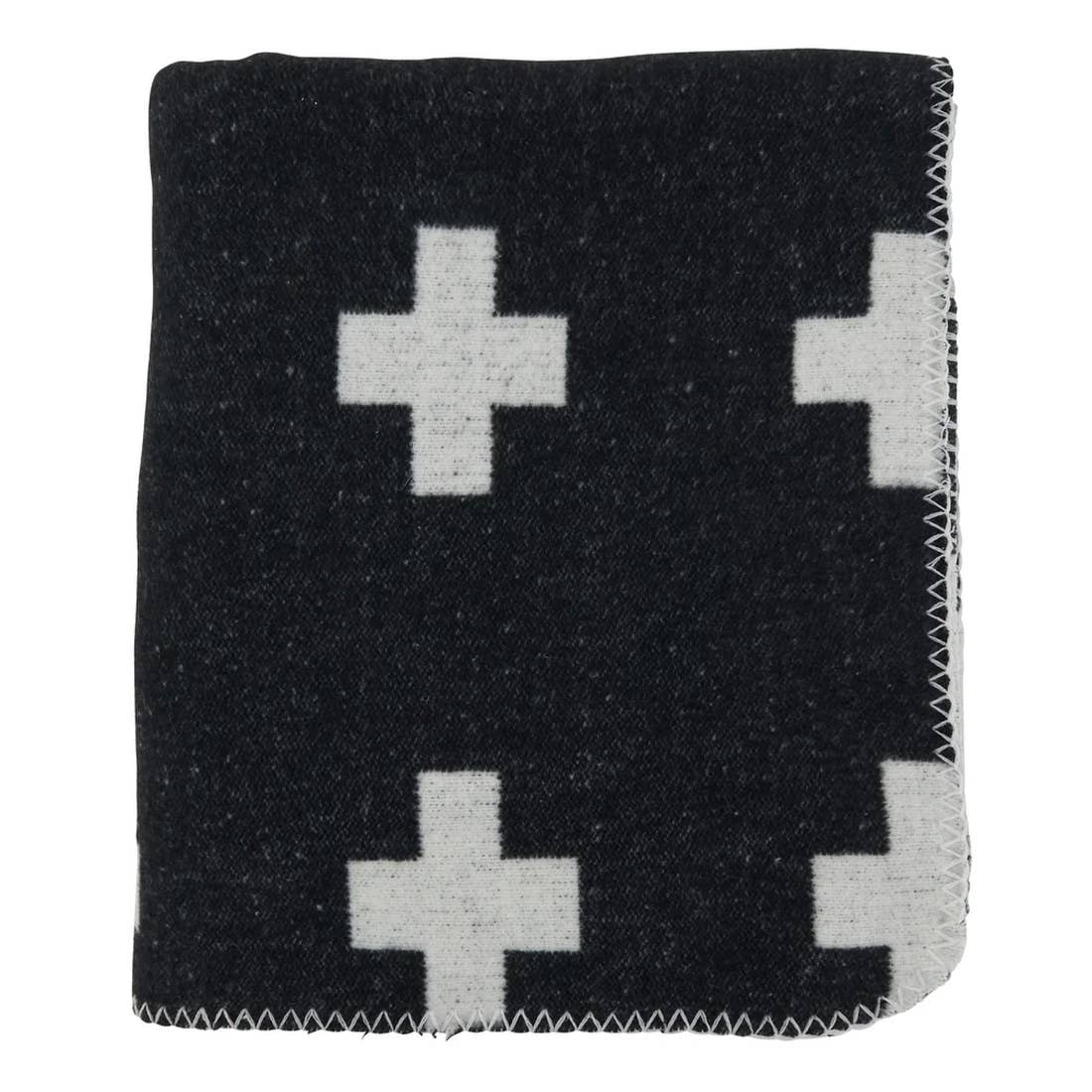 Black & White Reversible Plus Sign 50x60 Throw Blanket
