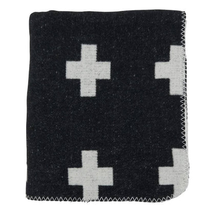 Black & White Reversible Plus Sign 50x60 Throw Blanket