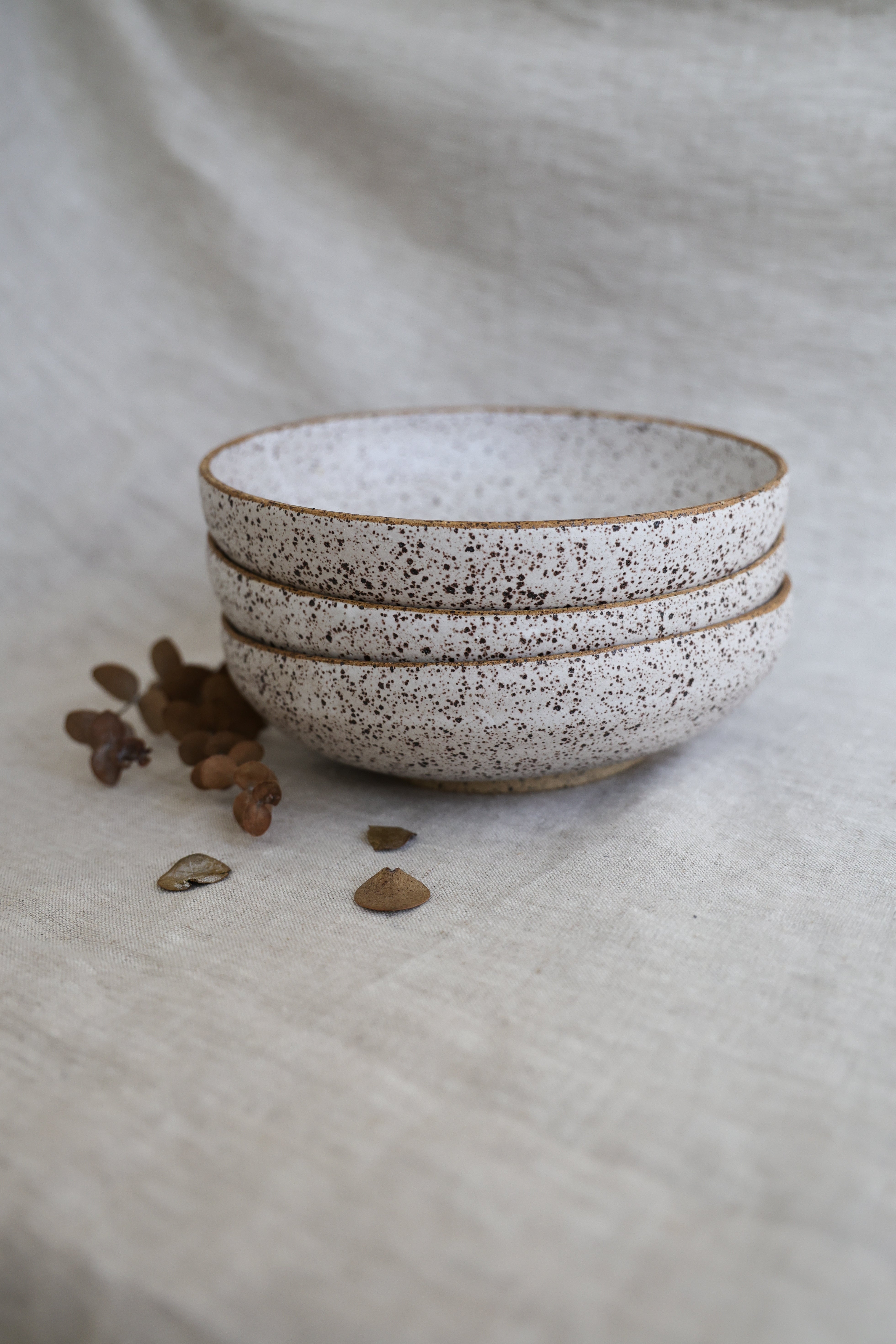 Speckled Matte Handmade Pasta Bowls - Set of 4