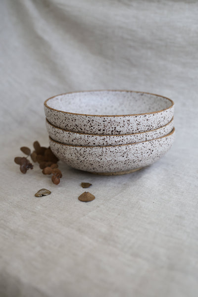 Speckled Matte Handmade Pasta Bowls - Set of 4