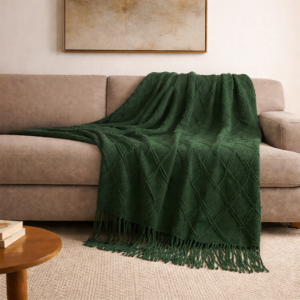 Winter Pine Knit Throw Blanket -  50x60