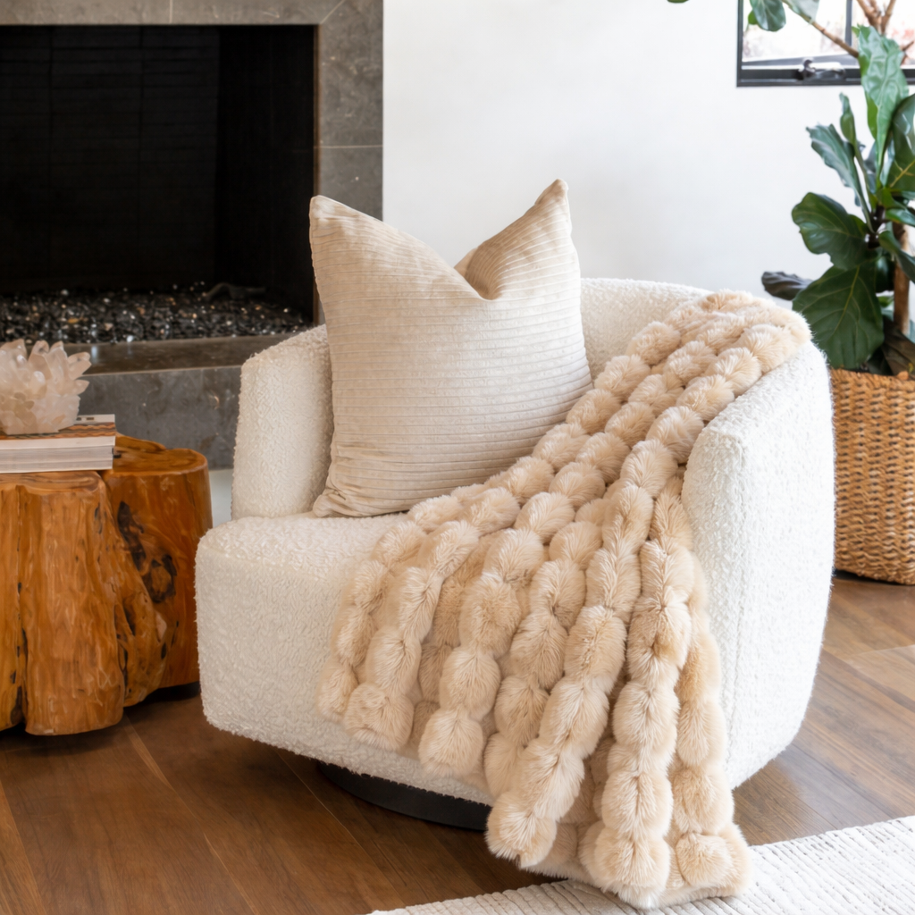 Beige Bubble Throw Blanket – 50x60