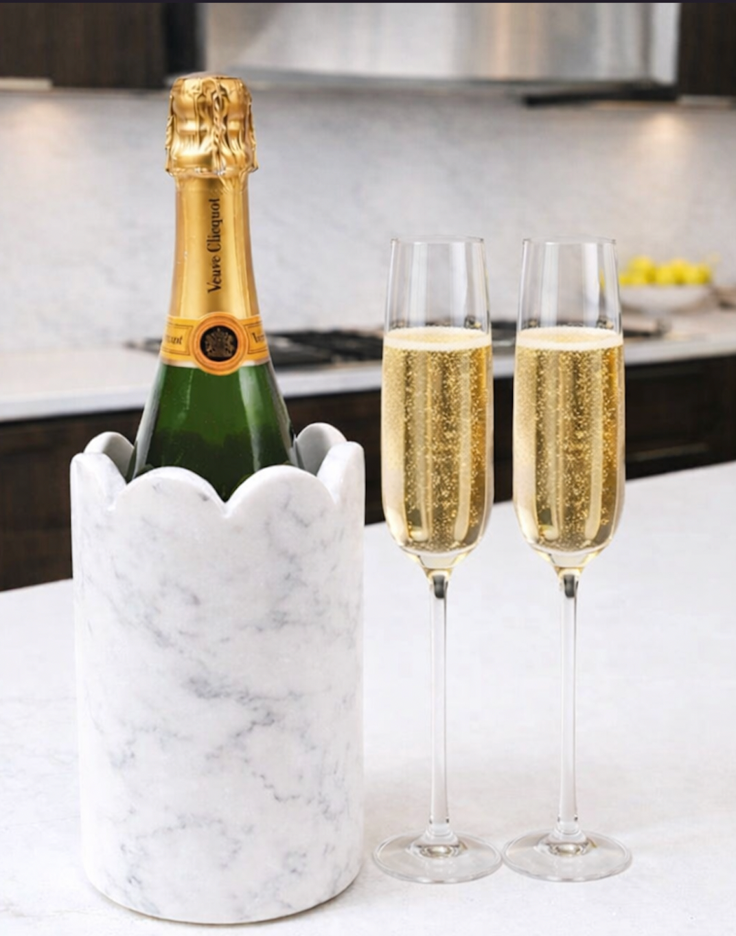 White Marble Scalloped Wine & Champagne Chiller