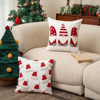 Embroidered Santa Hats Throw Pillow  18x18