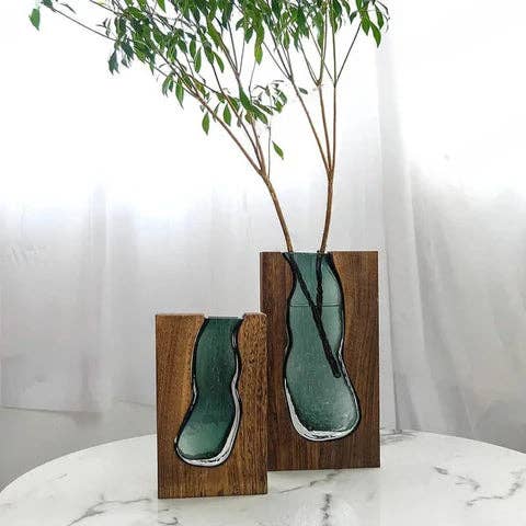 Crystal and Wood Live Edge Vase