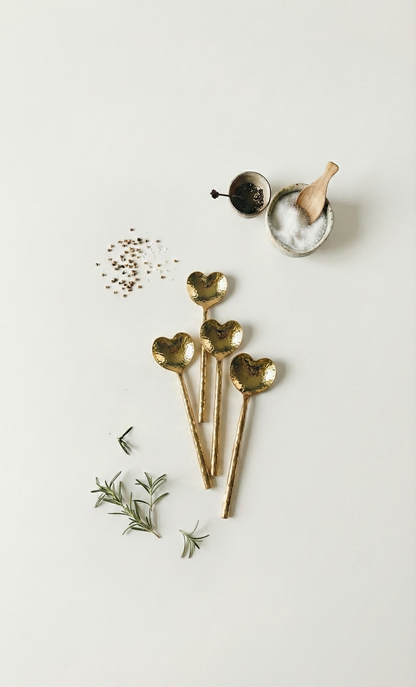 Heart-Shaped Brass Spoons