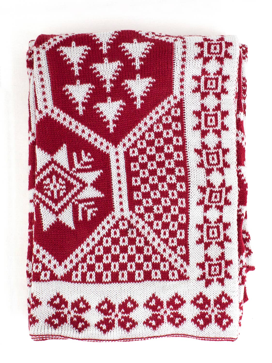 Knitted Red-White Festive Christmas Throw Blanket 50x60