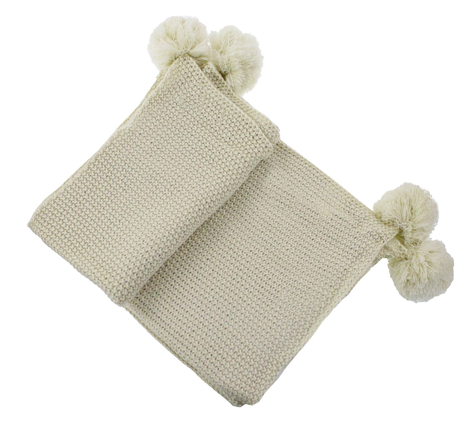 Chunky Knit Pom Pom Throw Blanket 50x60