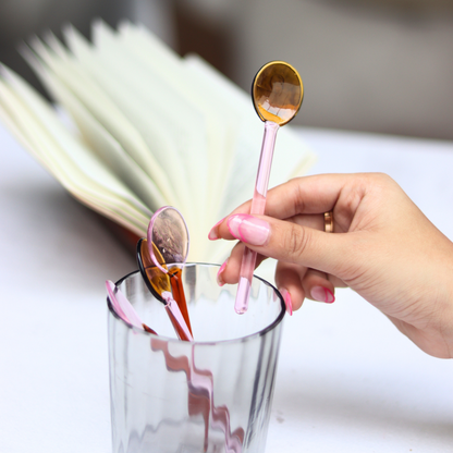 Glass Spoons - Pink- Amber