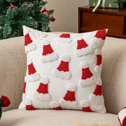 Embroidered Santa Hats Throw Pillow  18x18