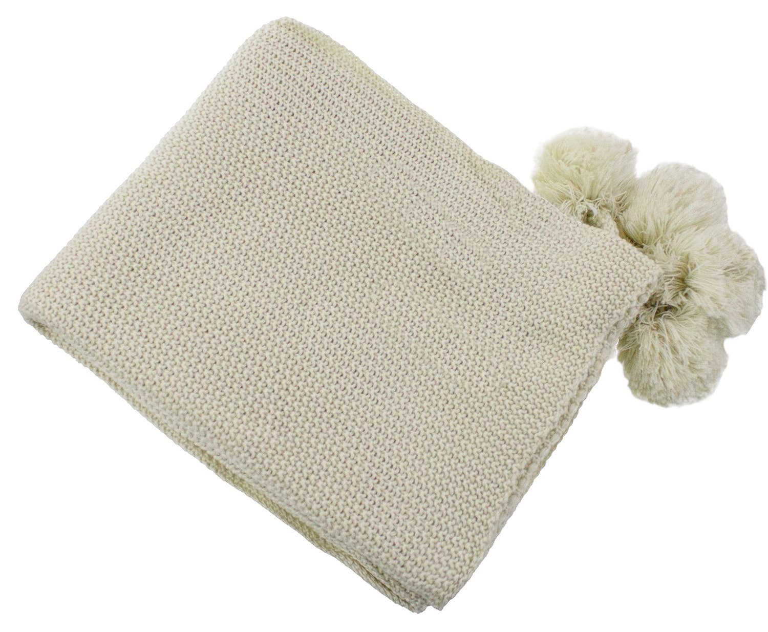 Chunky Knit Pom Pom Throw Blanket 50x60