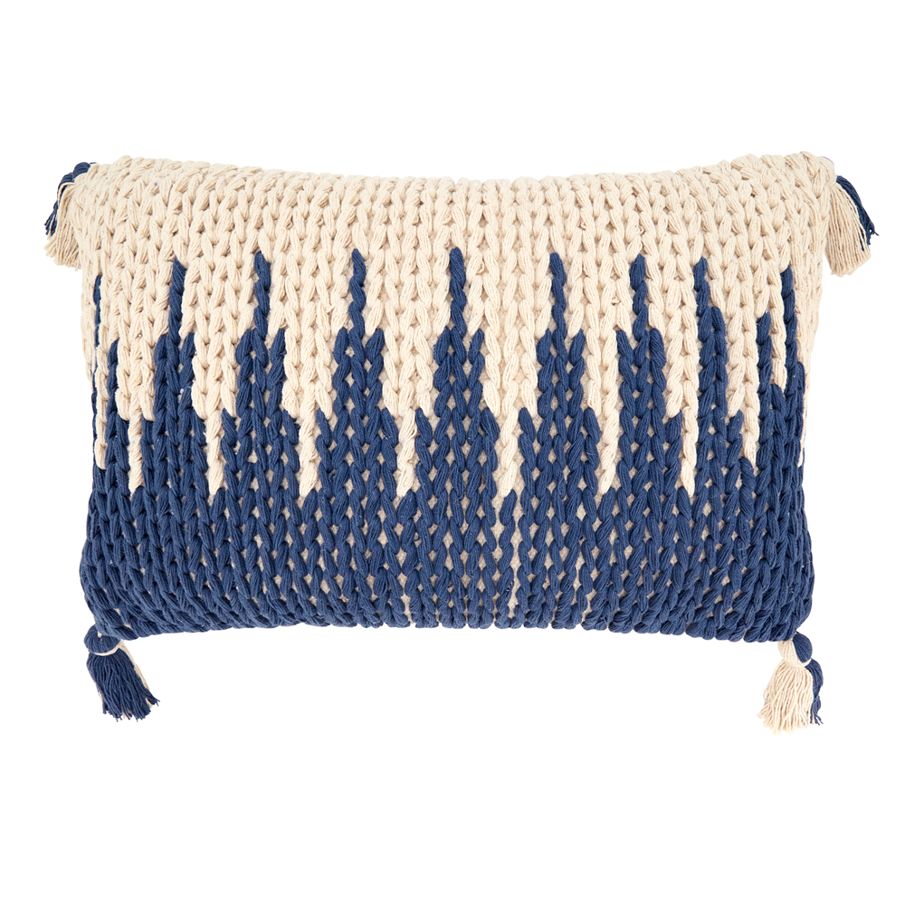Zig Zag Cotton Knit Throw Pillow 16x24
