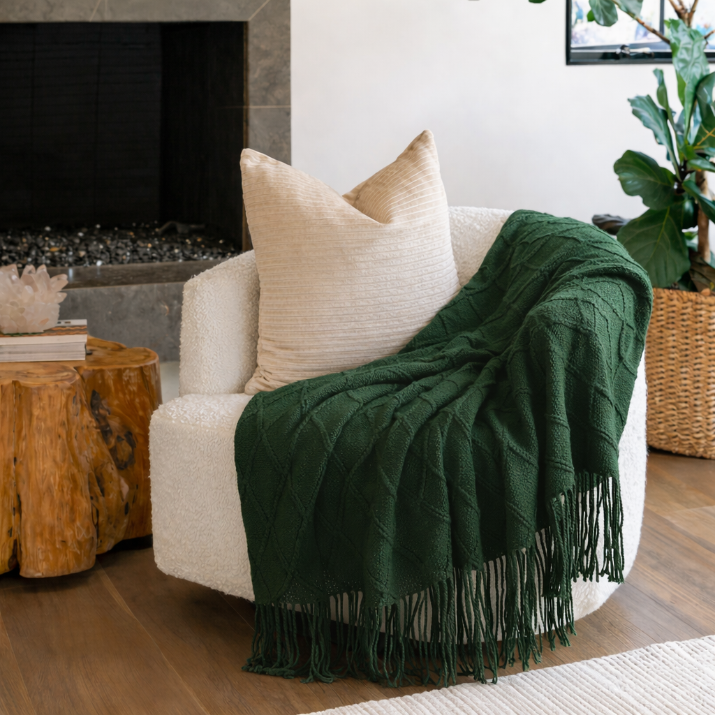 Winter Pine Knit Throw Blanket -  50x60