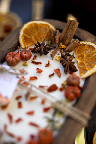 Handmade Large Wooden Autumn Candle